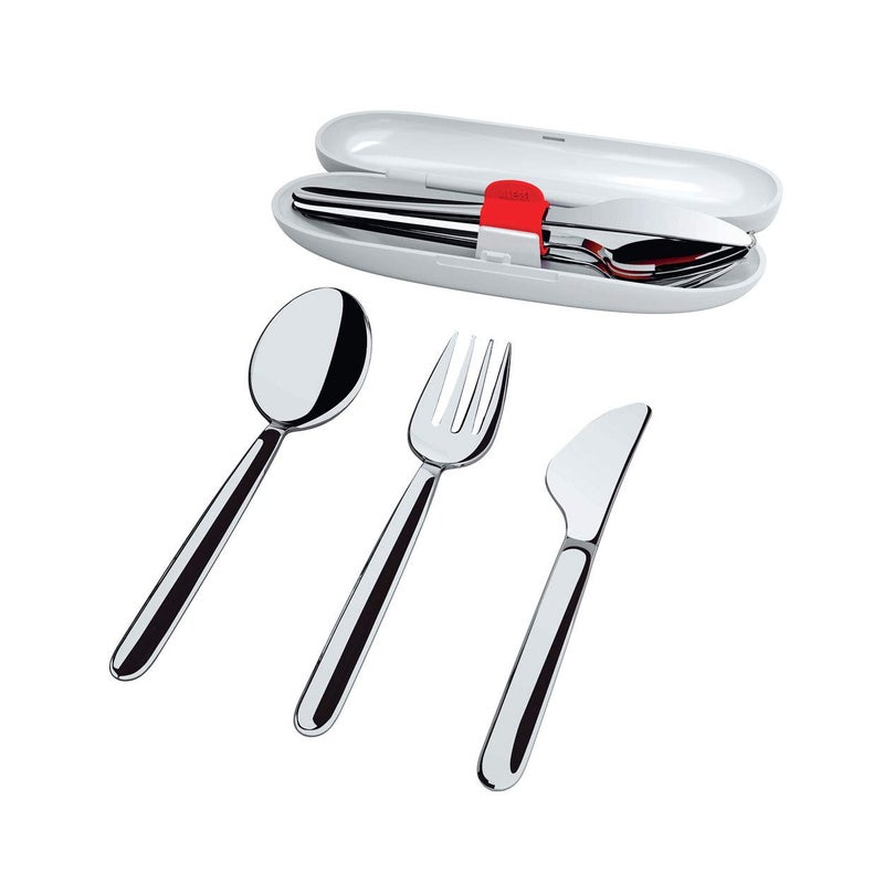Alessi SA04S3 G Food Ã  porter Travel cutlery set. Case in thermoplastic resin, grey - Image 1